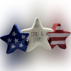 NWT Rae Dunn Ceramic Stars & Stripes Fireworks Decor